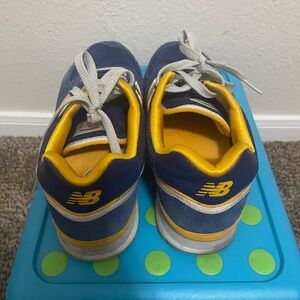 New Balance Kids Navy and Yellow Lace-Up Sneakers